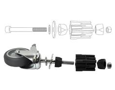 Zwenkwiel (zwart) met rem en expander - 100mm diameter-B / 26,9 mm